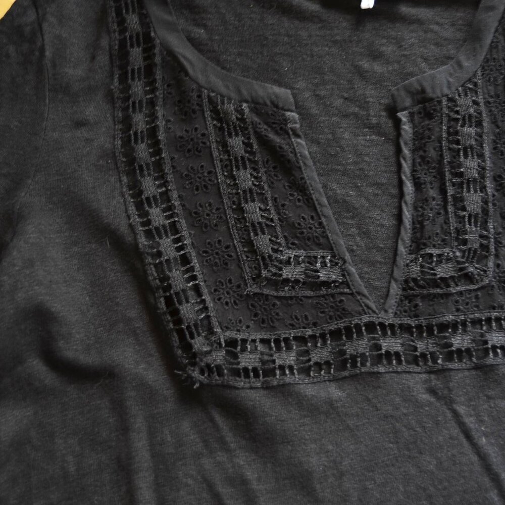 Sandro Lace Cutout Top Linen Size 1 US XS/S - Picture 5 of 10